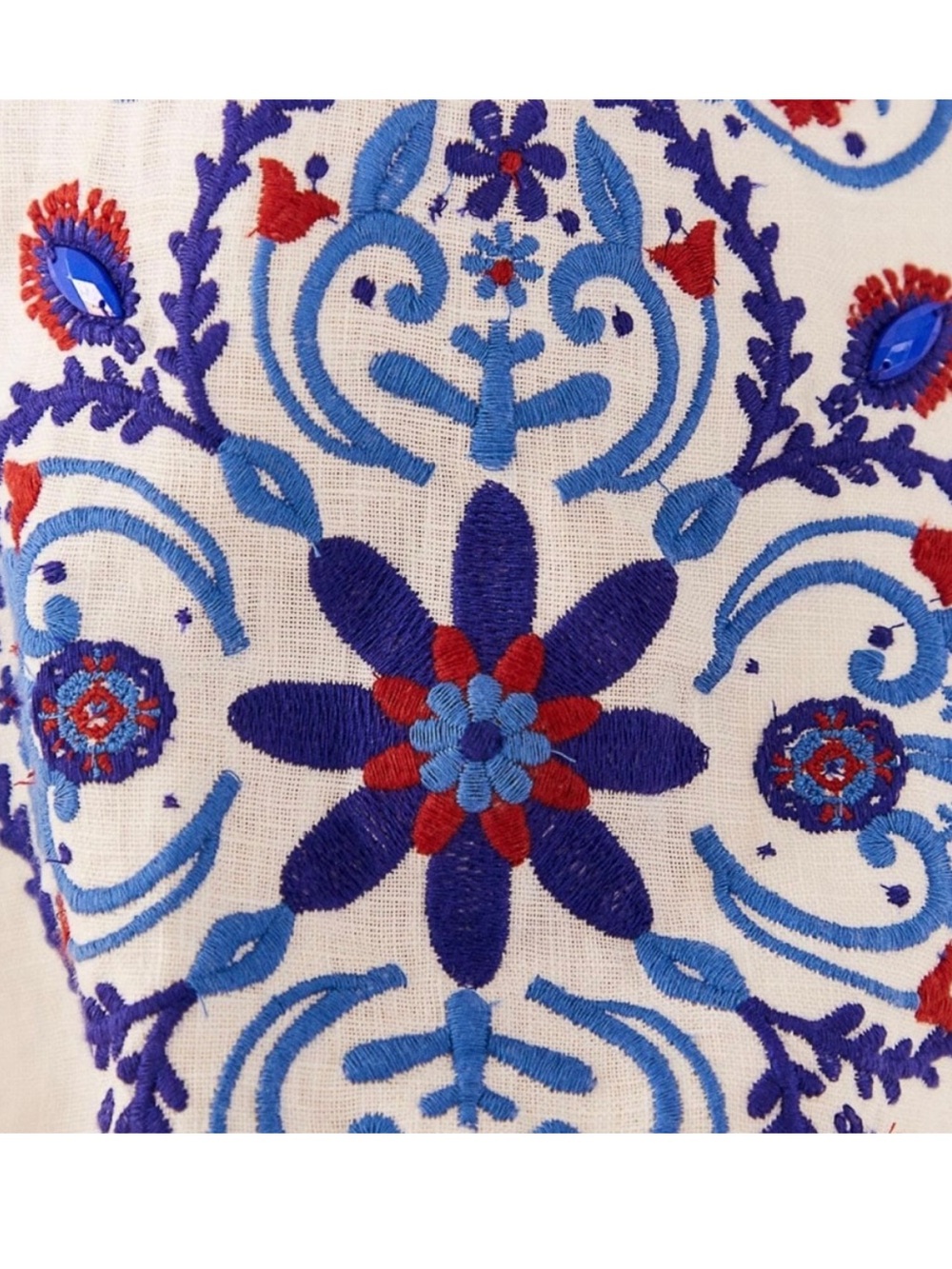 FARM Rio Off-White Navy Embroidery Mini Dress S - Picture 8 of 15